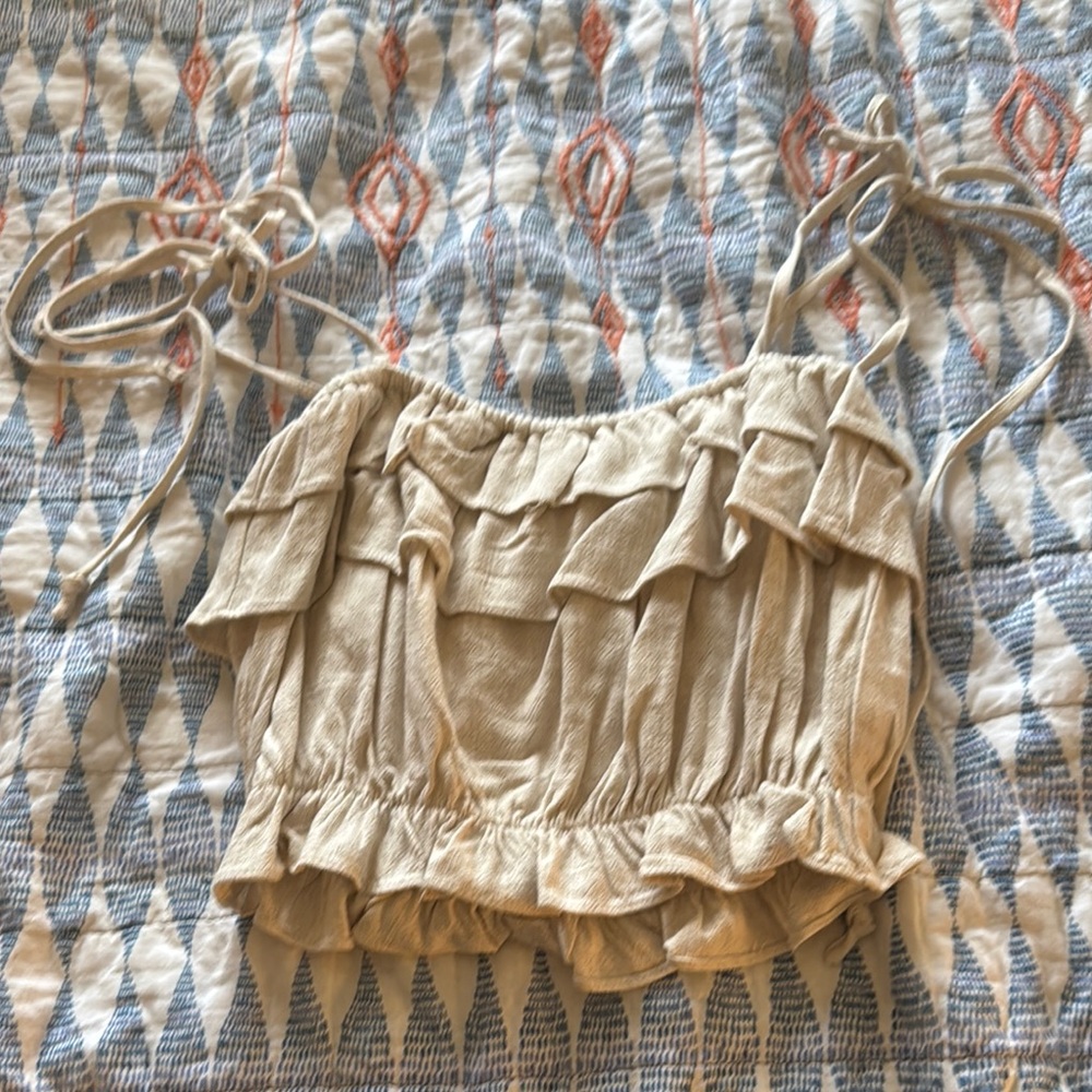 Cream Ruffled Women's Top